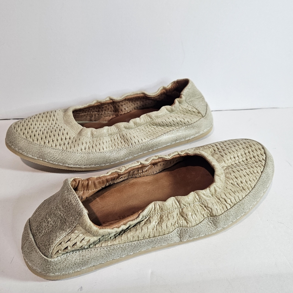 L'amour Des Pieds Womens Leather Ballet Slip-On Flats 8.5 Tan Textured Boho Chic - Picture 10 of 11